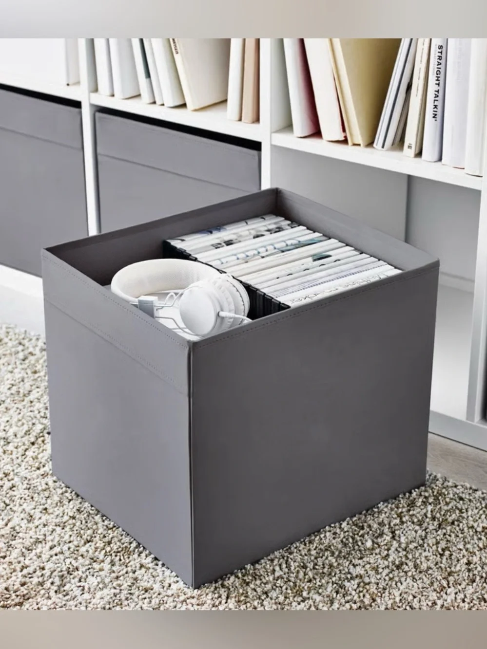 IKEA DRONA Boxes Set of 2 Gray Storage Cubes fits IKEA Kallax